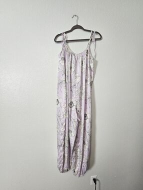 Womens Victorias Secret Lavender Floral Tie-Shoulder Sleepsuit Sz L
